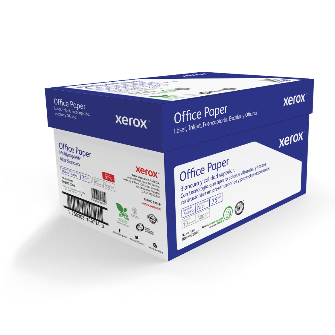 XEROX Hoja de papel bond Carta Office Paper 75 gramos / 97% Blancura