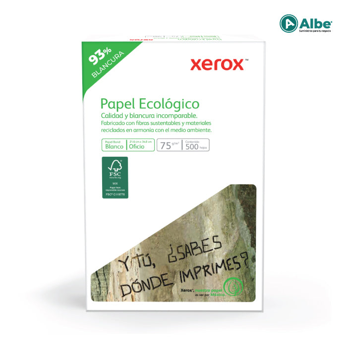 XEROX Hoja de papel bond Oficio Ecológico 75 gramos / 93% Blancura