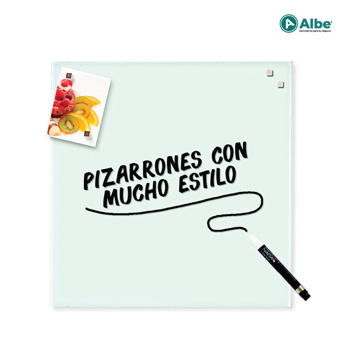 Pizarrón Cristal Imán 45x45cm Blanco