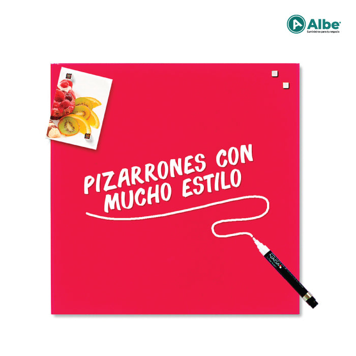 Pizarrón Cristal Imán 45x45cm Rojo