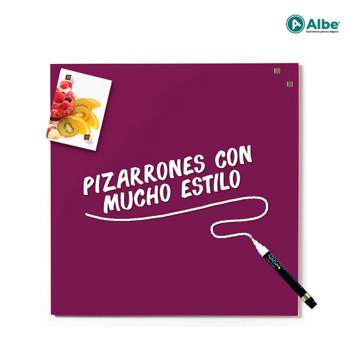 Pizarrón Cristal Imán 45x45 Morado