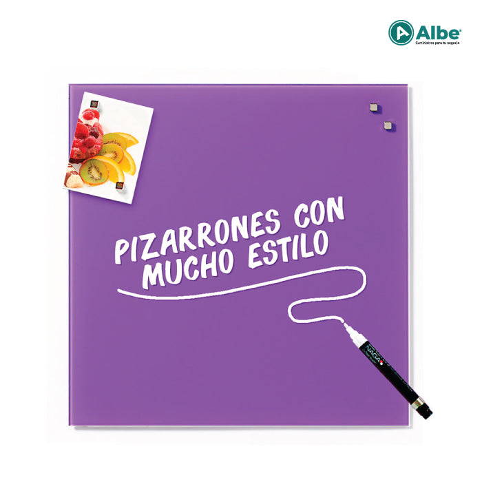 Pizarrón Cristal Imán 45x45cm Lila