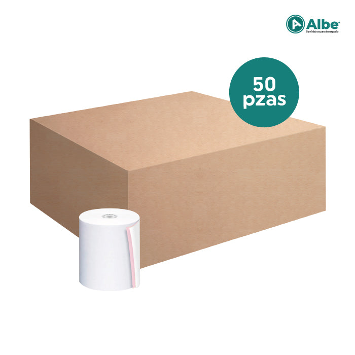 Rollo Autocopiante 76x70mm 2 Hojas Copia Rosa