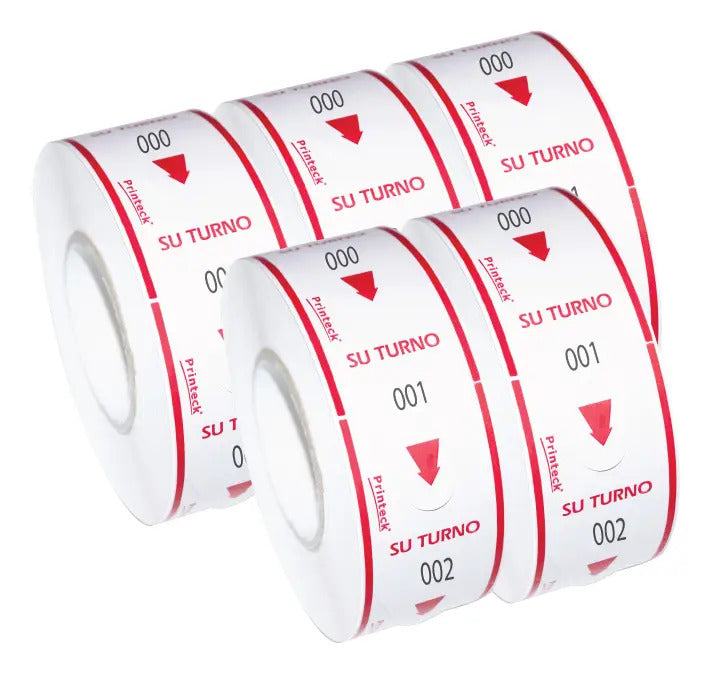 Kit de 15 Rollos Toma Turno 3 Dígitos