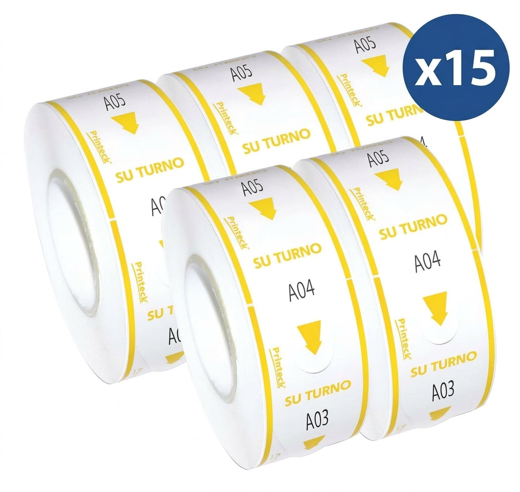 Kit de 15 Rollos Toma Turno 3 Dígitos