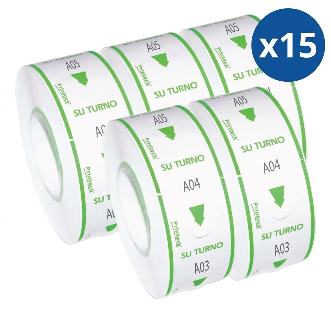 Kit de 15 Rollos Toma Turno 3 Dígitos