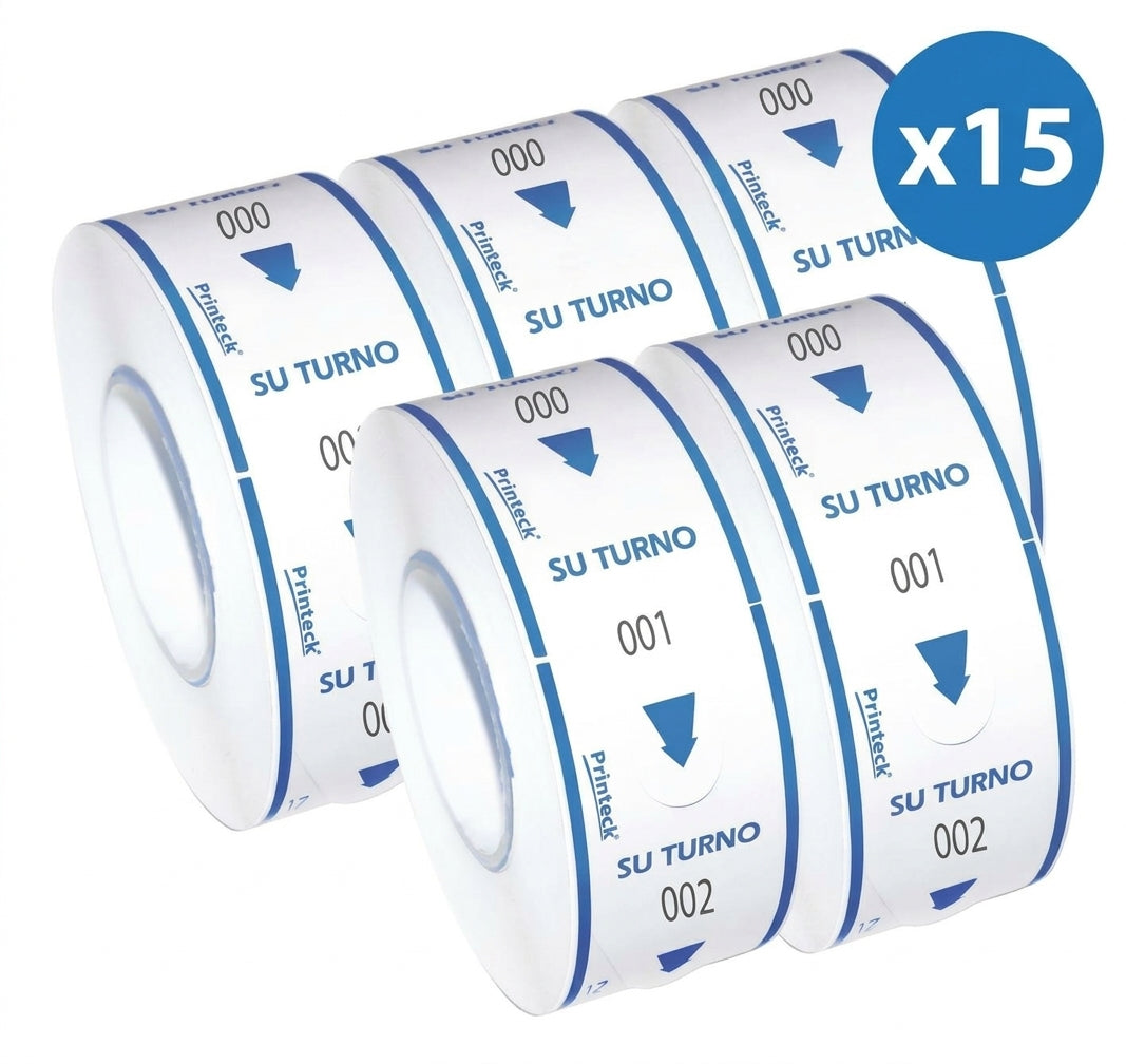 Kit de 15 Rollos Toma Turno 3 Dígitos