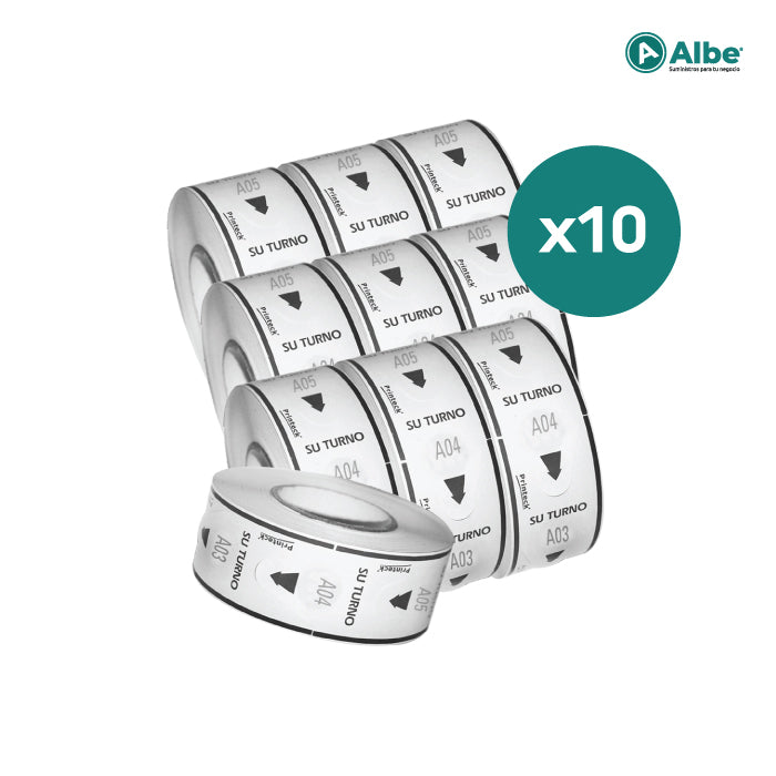 Kit de 10 Rollos Toma Turno 2 o 3 Dígitos